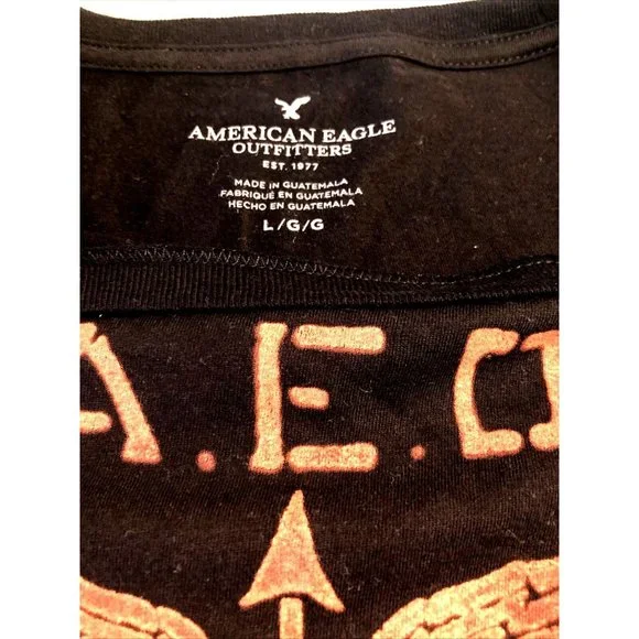 American Eagle Men’s Black Shirt Vintage Large VTG - Picture 2 of 5